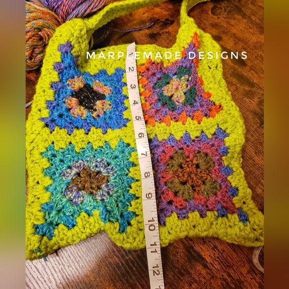 NWT💜LINED crossbody granny square💜MarpleMade Designs 💜 acrylic LINED/pocket - Picture 6 of 9